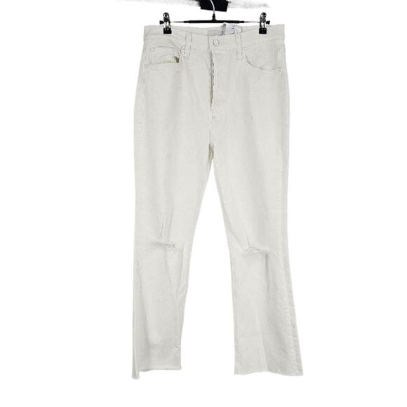 Mother The Tripper Ankle Fray White Ripped Knee Raw Hem Button Fly NWT Size 30 - Picture 2 of 10